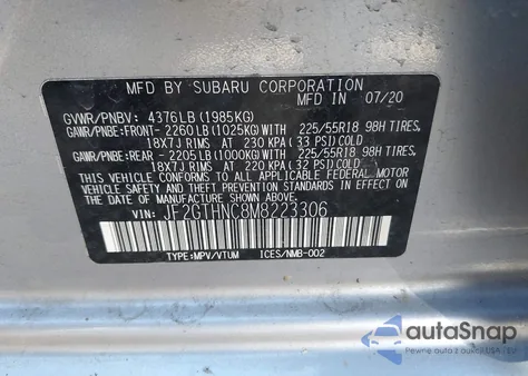 2021 Subaru Crosstrek Limited from USA, damaged, VIN JF2GTHNC8M8223306
